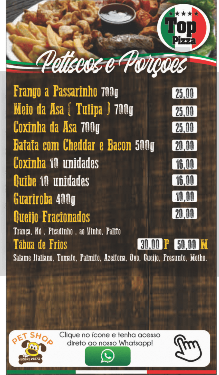 TOP PIZZA – Cardápios